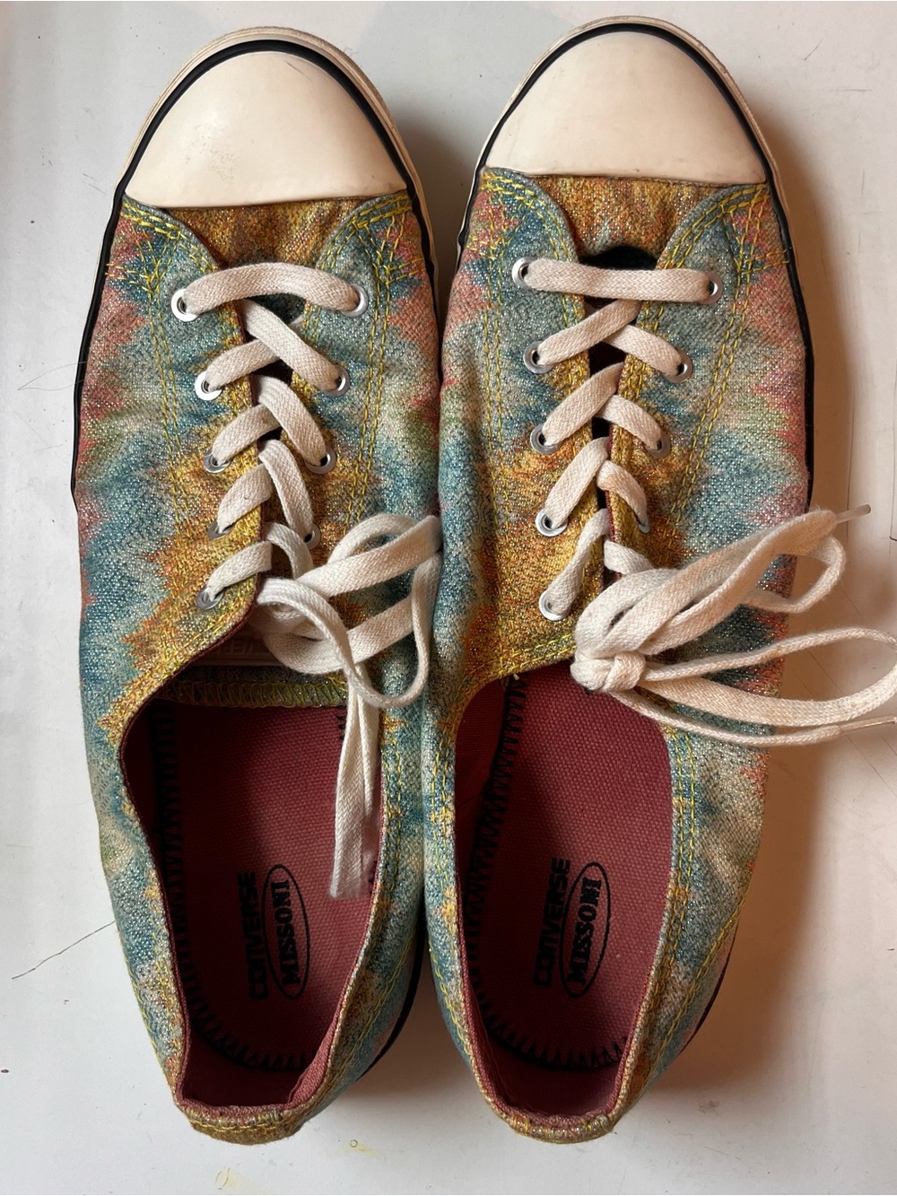 Missoni x Converse Pink Gold and Green Low Tops Slightly Metallic - w9